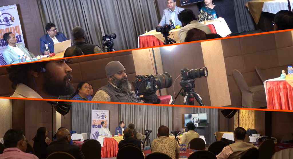 Professional video production team shooting podcast video in Kolkata | Growth Atom