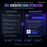 Generative Engine Optimization (GEO) concept showing AI search replacing traditional Google results | Growth Atom
