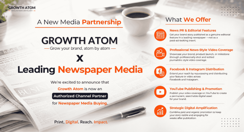 Print and digital ad campaign services by Growth Atom | newspaper media buying Kolkata channel partner